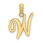 Carregar imagem no visualizador da galeria, 14K Yellow Gold Script Initial Letter W Cursive Alphabet Pendant Charm
