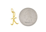 Indlæs billede til gallerivisning 10K Yellow Gold Lowercase Initial Letter K Script Cursive Alphabet Pendant Charm

