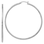 Charger l&#39;image dans la galerie, 14K White Gold Diamond Cut Round Hoop Textured Earrings 60mm x 2mm

