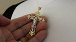 Load and play video in Gallery viewer, 14k Gold Two Tone Crucifix Cross Open Back Pendant Charm
