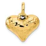 Indlæs billede til gallerivisning 14K Yellow Gold Puffy Hammered Heart 3D Hollow Pendant Charm
