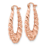 Load image into Gallery viewer, 14K Rose Gold Shrimp Scalloped Twisted Hoop Earrings
