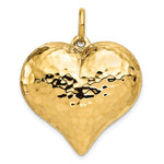 Cargar imagen en el visor de la galería, 14K Yellow Gold Puffy Hammered Heart 3D Hollow Large Pendant Charm
