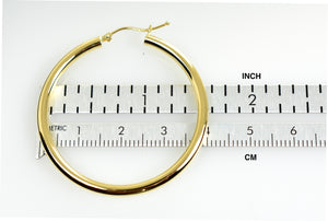 14K Yellow Gold 40mm x 3mm Lightweight Round Hoop Earrings
