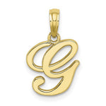 Load image into Gallery viewer, 10K Yellow Gold Script Initial Letter G Cursive Alphabet Pendant Charm
