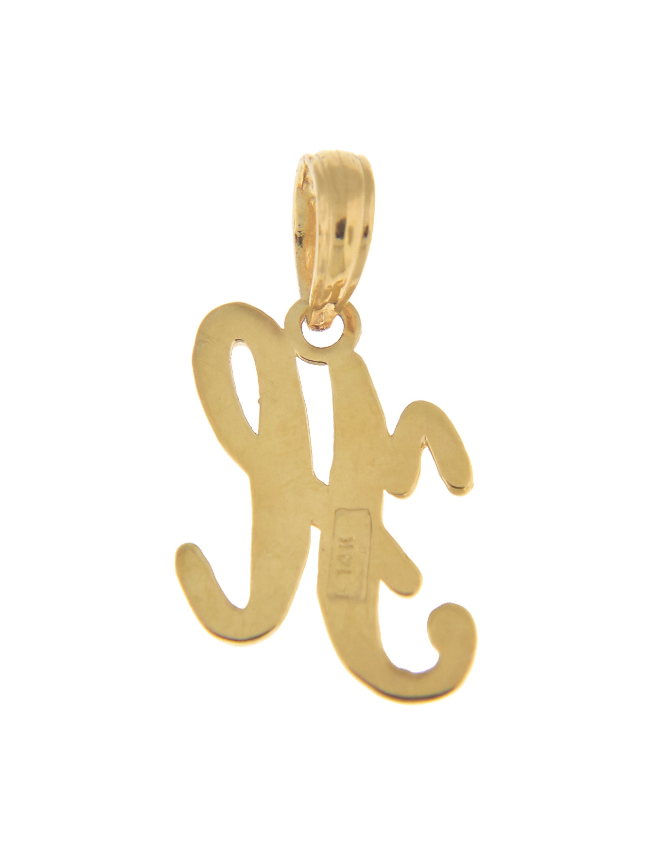 14K Yellow Gold Script Initial Letter H Cursive Alphabet Pendant Charm