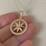 Load and play video in Gallery viewer, 14k Yellow Gold Diamond Cut Nautical Compass Medallion Pendant Charm
