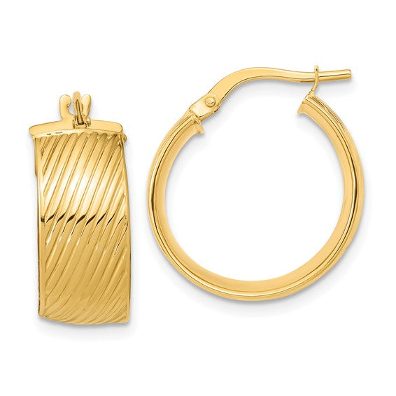 14K Yellow Gold 19mmx18mmx8mm Modern Contemporary Round Hoop Earrings