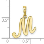 Indlæs billede til gallerivisning 10K Yellow Gold Script Initial Letter M Cursive Alphabet Pendant Charm
