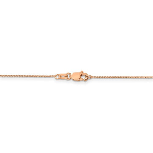 14K Rose Gold 0.65mm Diamond Cut Spiga Bracelet Anklet Necklace Pendant Chain with Lobster Clasp 16 18 20 24 inches
