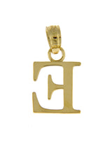 Cargar imagen en el visor de la galería, 14K Yellow Gold Uppercase Initial Letter E Block Alphabet Pendant Charm
