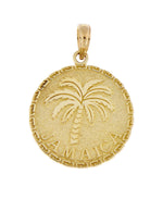 이미지를 갤러리 뷰어에 로드 , 14k Yellow Gold Jamaica Palm Tree Travel Round Pendant Charm

