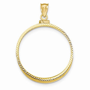 14K Yellow Gold 1 oz One Ounce American Eagle Coin Holder Bezel Pendant Charm Screw Top for 32.6mm x 2.8mm Coins