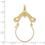 이미지를 갤러리 뷰어에 로드 , 14K Yellow Gold Ribbon Charm Holder Hanger Connector Pendant
