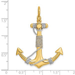 Load image into Gallery viewer, 14k Yellow 14k White Gold Two Tone Anchor Rope 3D Large Pendant Charm
