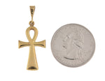 Afbeelding in Gallery-weergave laden, 14K Yellow Gold Ankh Cross Reversible Pendant Charm
