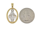 Afbeelding in Gallery-weergave laden, 14k Yellow Gold and Rhodium Blessed Virgin Mary Miraculous Medal Oval Pendant Charm
