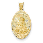 이미지를 갤러리 뷰어에 로드 , 14k Yellow Gold Sacred Heart of Jesus Oval Pendant Charm
