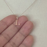 Load and play video in Gallery viewer, 14K Rose Gold Uppercase Initial Letter L Block Alphabet Pendant Charm
