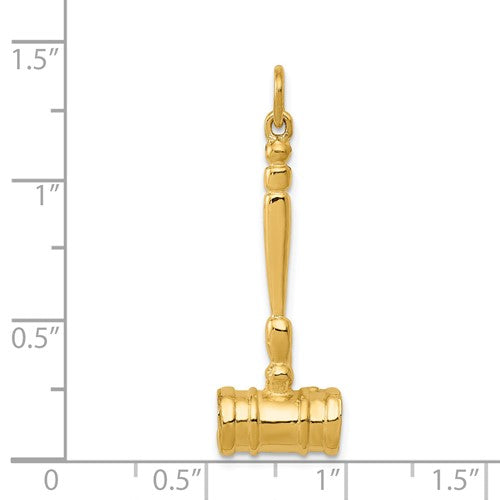 14k Yellow Gold Gavel 3D Pendant Charm - [cklinternational]