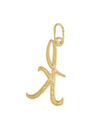 Afbeelding in Gallery-weergave laden, 14K Yellow Gold Lowercase Initial Letter K Script Cursive Alphabet Pendant Charm
