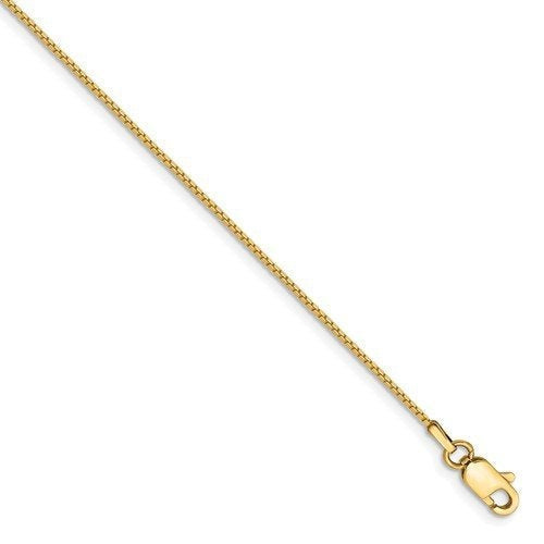 14K Yellow Gold 0.90mm Box Bracelet Anklet Necklace Choker Pendant Chain Lobster Clasp