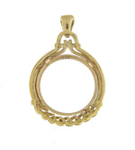 Charger l&#39;image dans la galerie, 14K Yellow Gold 1/10 oz One Tenth Ounce American Eagle or Krugerrand Coin Holder Prong Bezel Pendant Charm for 16.5mm x 1.3mm Coins
