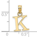 Carica l&#39;immagine nel visualizzatore di Gallery, 14K Yellow Gold Uppercase Initial Letter K Block Alphabet Pendant Charm
