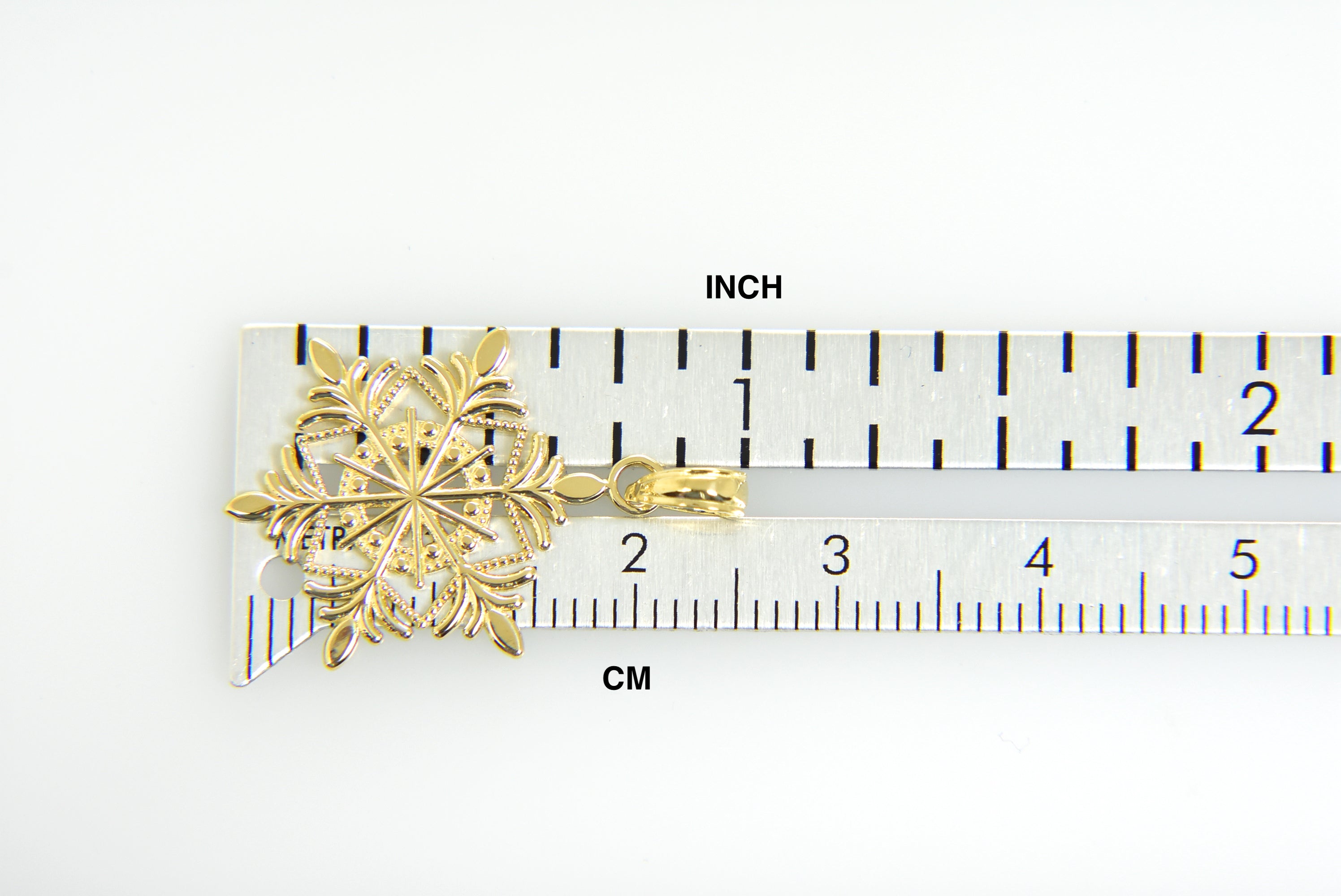 14k Yellow Gold Snowflake Pendant Charm