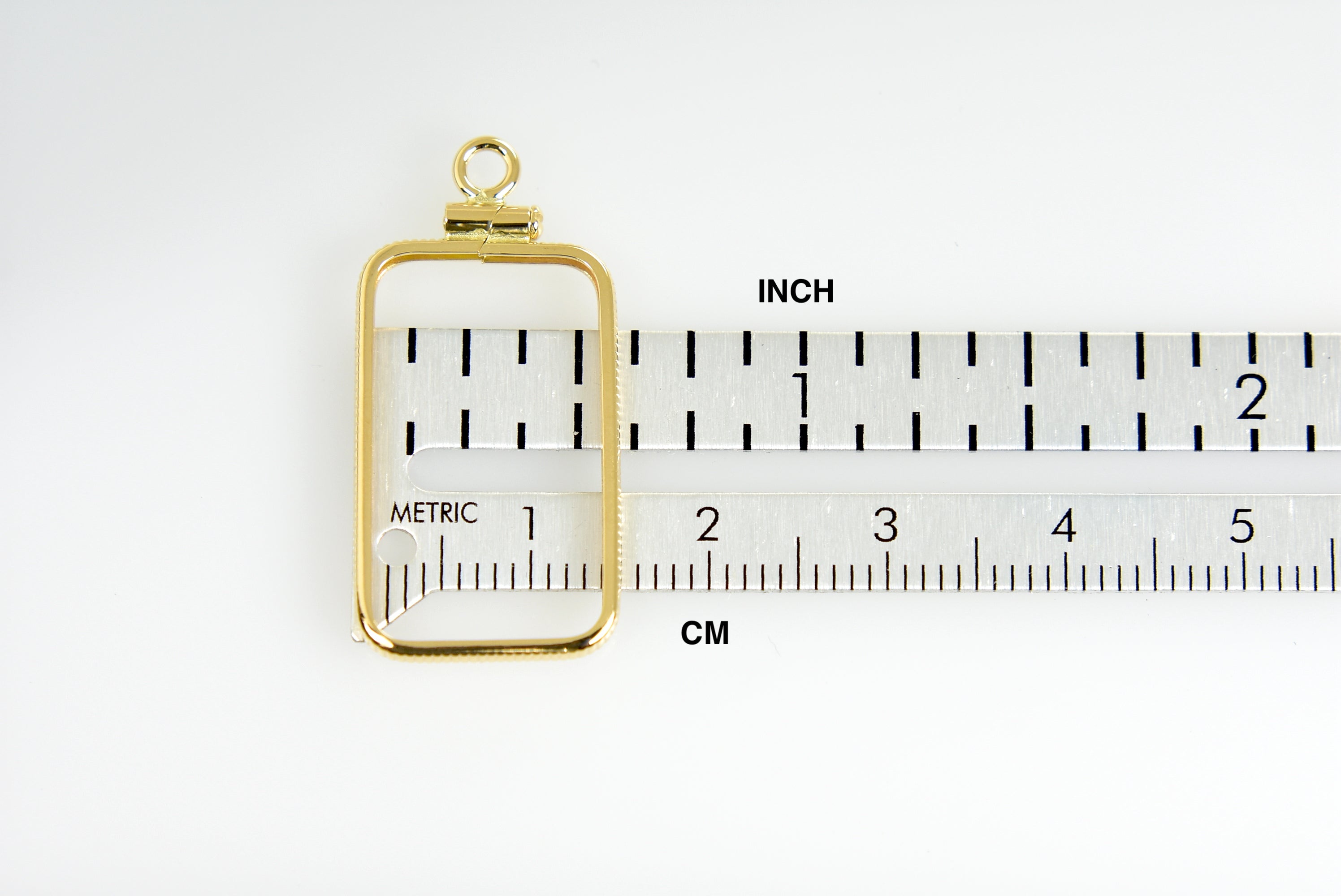 14K Yellow Gold Holds 23.5mm x 14mm Coins or Credit Suisse 5 gram Coin Edge Screw Top Frame Holder Mounting