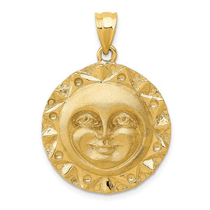 14k Yellow Gold Sun Celestial Pendant Charm - [cklinternational]