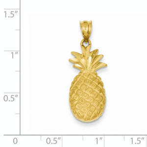 14k Yellow Gold Pineapple Open Back Pendant Charm