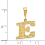 Cargar imagen en el visor de la galería, 14K Yellow Gold Uppercase Initial Letter E Block Alphabet Pendant Charm
