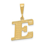 Indlæs billede til gallerivisning 14K Yellow Gold Uppercase Initial Letter E Block Alphabet Pendant Charm
