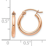 Cargar imagen en el visor de la galería, 14K Rose Gold 15mm x 2mm Classic Round Hoop Earrings
