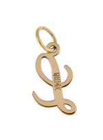 Load image into Gallery viewer, 14k Yellow Gold Script Letter L Initial Alphabet Pendant Charm

