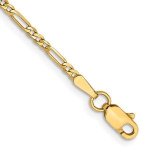 14K Yellow Gold 1.8mm Flat Figaro Bracelet Anklet Choker Necklace Pendant Chain