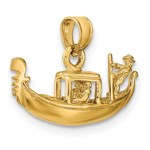 14k Yellow Gold Venice Gondola 3D Pendant Charm