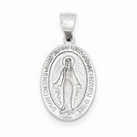 Afbeelding in Gallery-weergave laden, 14k White Gold Blessed Virgin Mary Miraculous Medal Oval Hollow Pendant Charm
