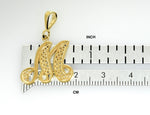Load image into Gallery viewer, 10K Yellow Gold Initial Letter M Cursive Script Alphabet Filigree Pendant Charm
