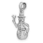 Afbeelding in Gallery-weergave laden, 14k White Gold Snowman 3D Pendant Charm
