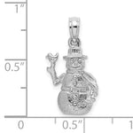 Load image into Gallery viewer, 14k White Gold Snowman 3D Pendant Charm
