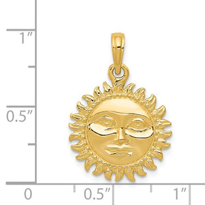 14k Yellow Gold Sun Celestial 3D Pendant Charm