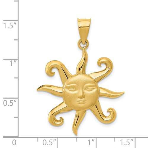14k Yellow Gold Sun Celestial Open Back Pendant Charm - [cklinternational]