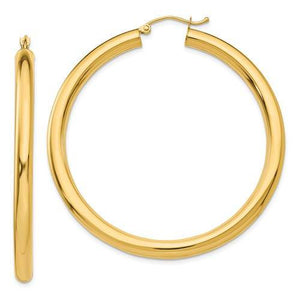 14K Yellow Gold Large Classic Round Hoop Earrings 50mmx4mm