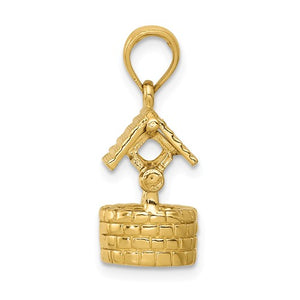 14k Yellow Gold Wishing Well Moveable 3D Pendant Charm