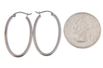 Charger l&#39;image dans la galerie, 14k White Gold 30mm x 17mm x 2mm Oval Hoop Earrings
