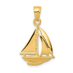 Lataa kuva Galleria-katseluun, 14k Yellow Gold Sailboat Sailing Pendant Charm
