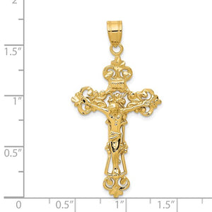14k Yellow Gold Crucifix Cross Open Back Pendant Charm - [cklinternational]