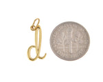 Cargar imagen en el visor de la galería, 10K Yellow Gold Lowercase Initial Letter D Script Cursive Alphabet Pendant Charm
